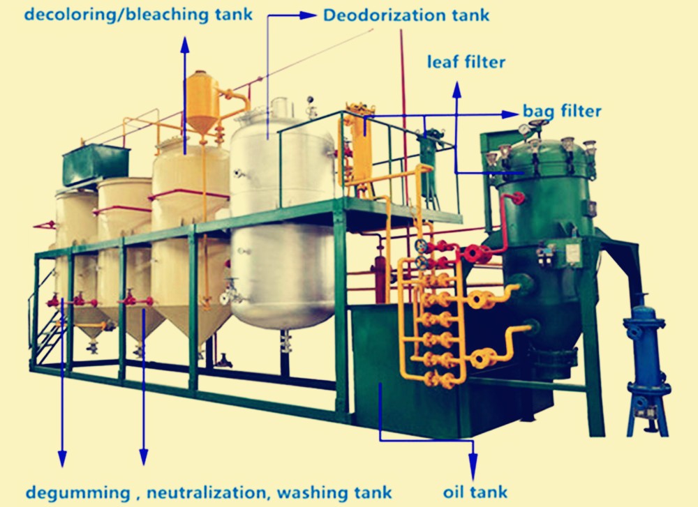 Edible oil refining process system plant