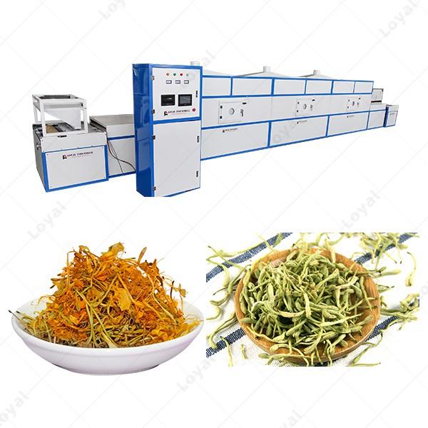 Continuous Tunnel Honeysuckle Flower Drying Dehydrator Machine Tunnel Microwave Baking And Sterilizing Equipment #2 image